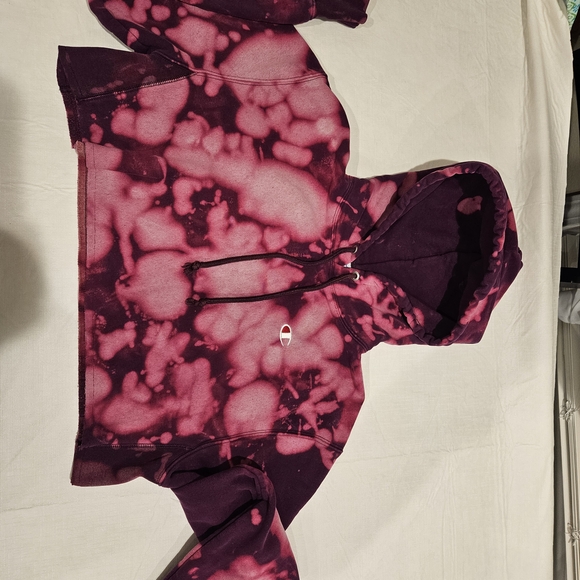 Champion Women's Pink Tie-Dye Hoodie Cropped - Picture 4 of 9